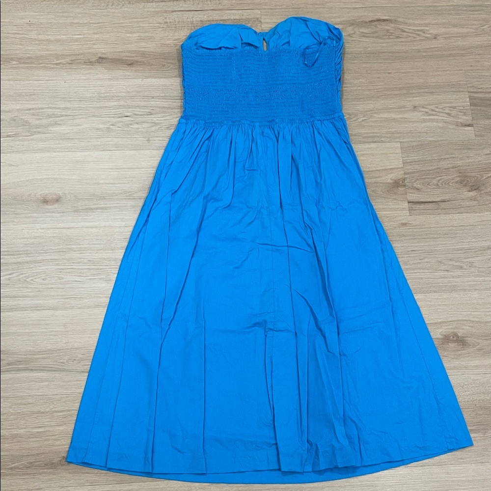 LOFT Strapless Dress in Bright Blue - Picture 3 of 6